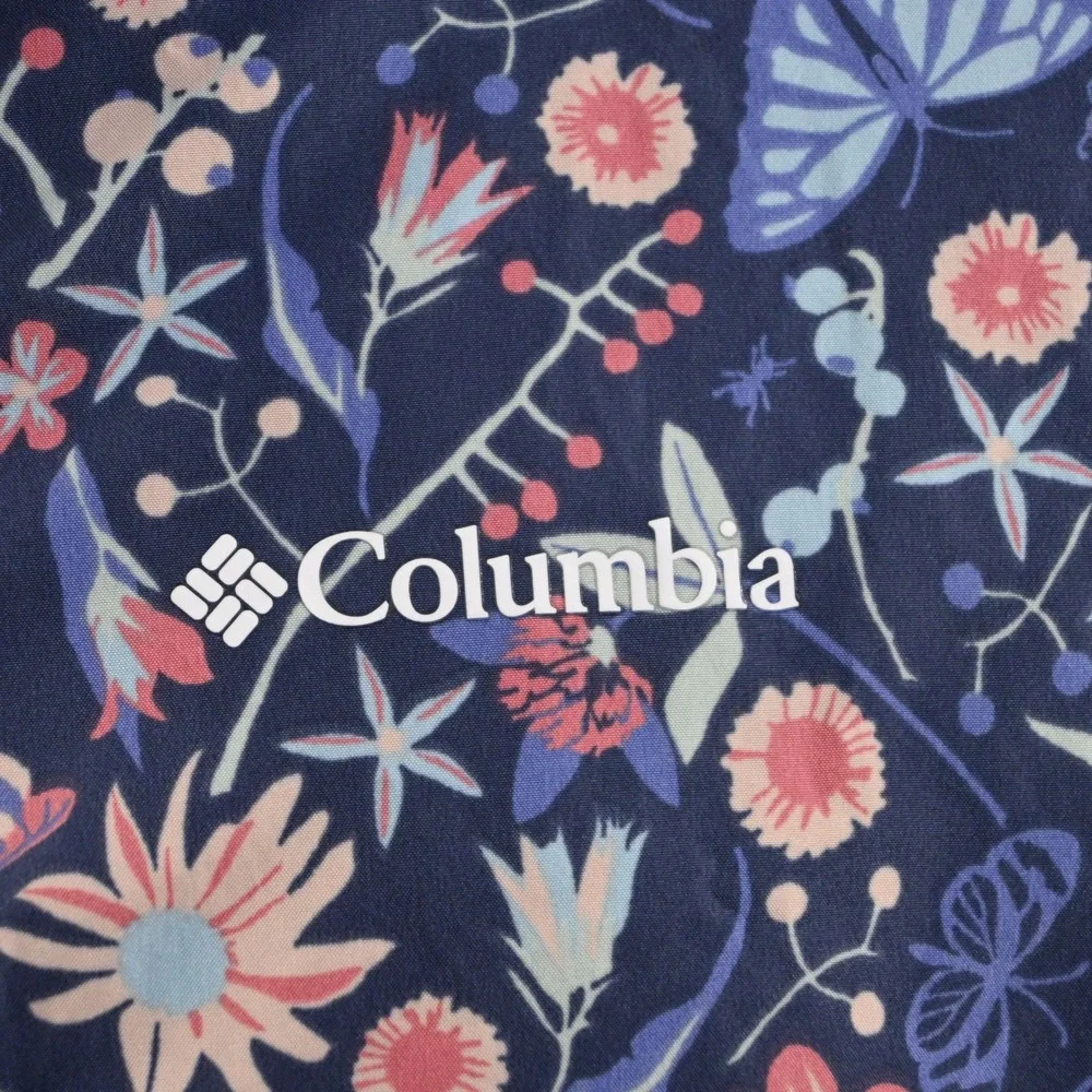 Columbia Reversible Jacket Girls XL (18/20) Navy Blue Floral Butterfly Hooded - Picture 5 of 14